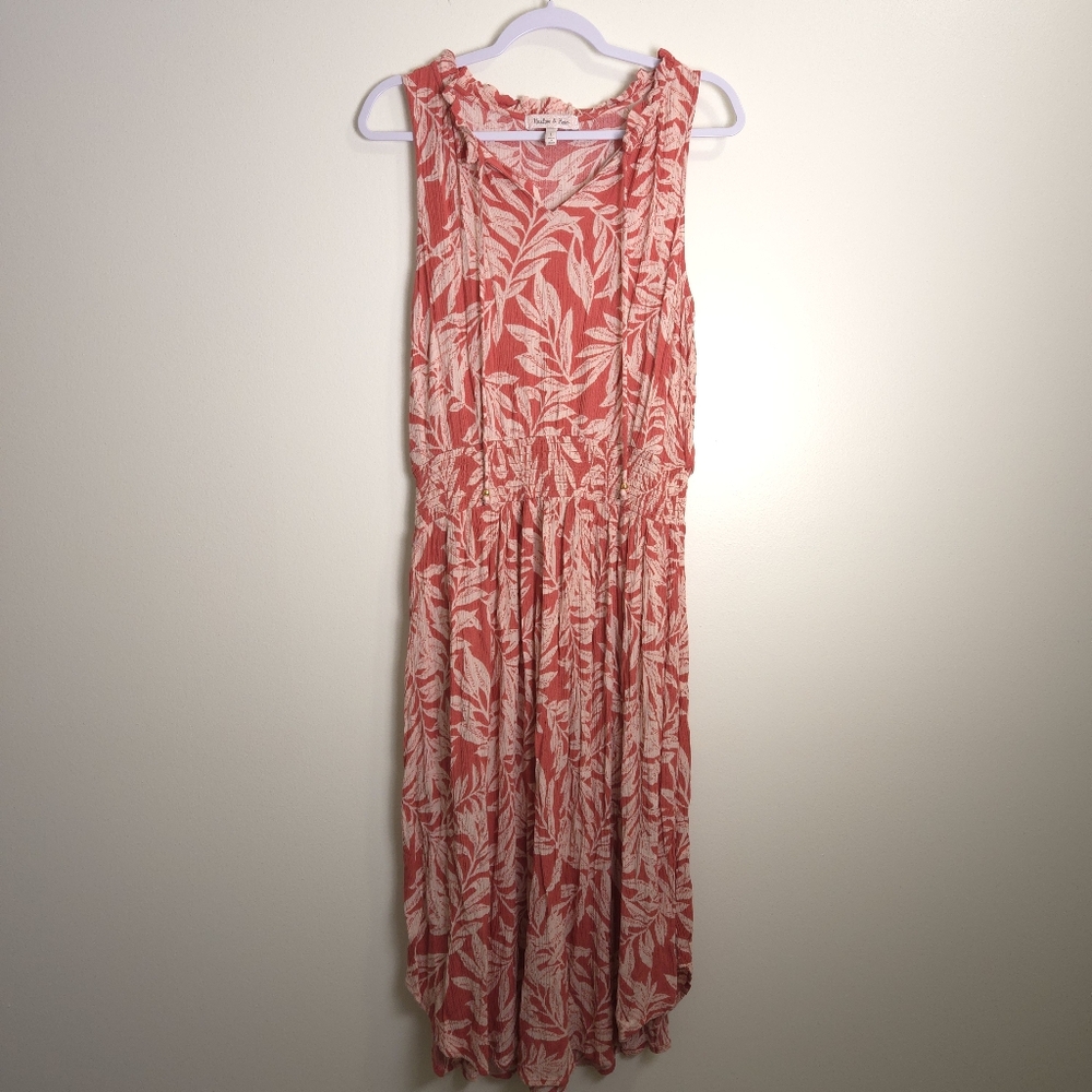 Botanical‎ Floral Bohemian Beach Coastal Midi Dress L